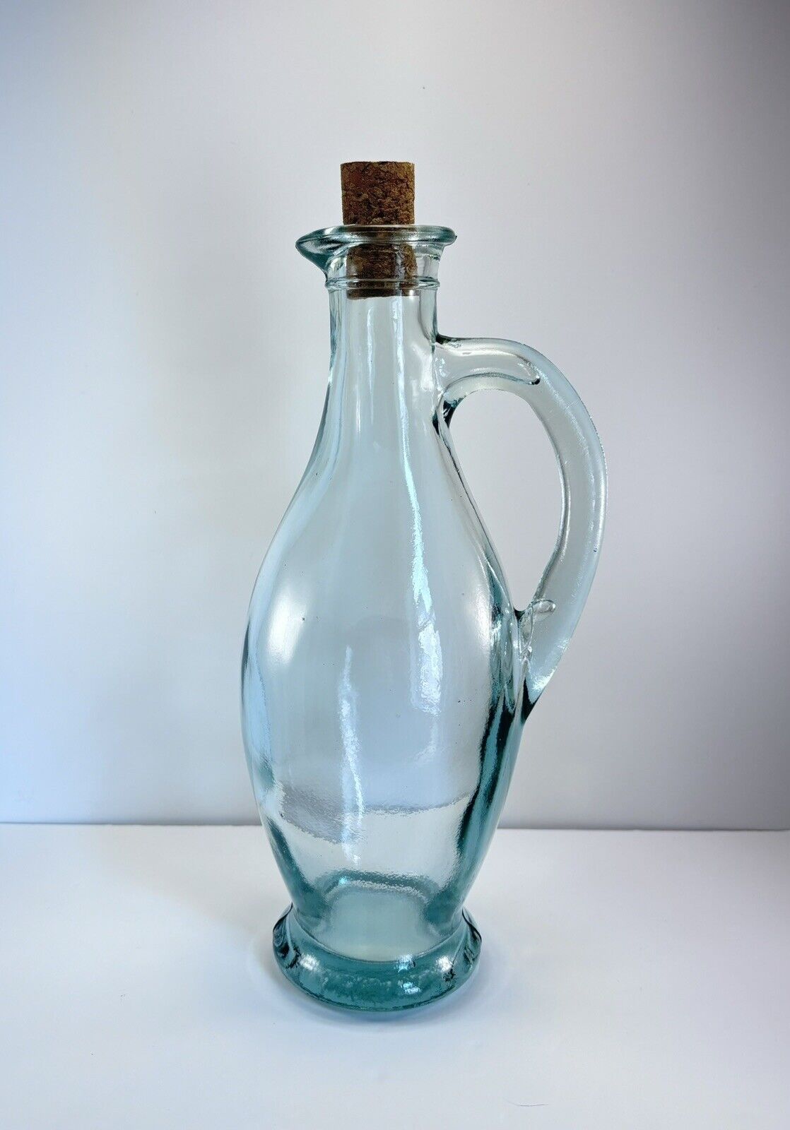 Vintage-Style Tall Green Glass Beverage Pitcher or Decorative Cruet