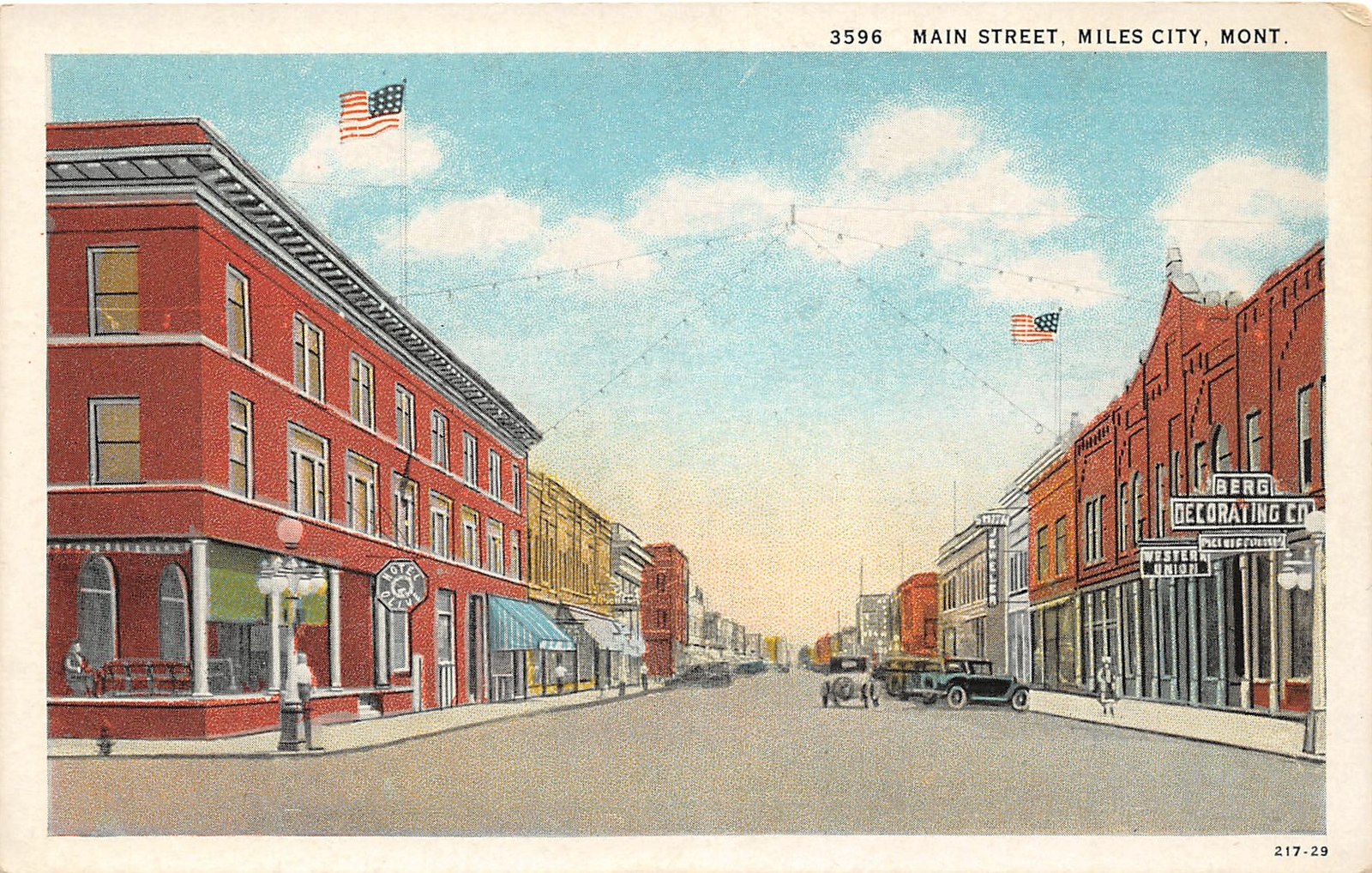 F48/ Miles City Montana Postcard c1920s Main Street Stores Autos F48/ Miles City Montana Postcard c1920s Main Street Stores Autos
