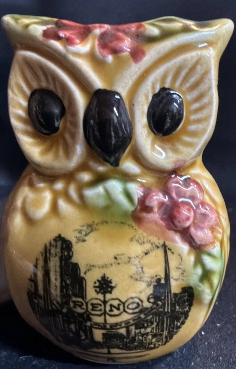 Vintage Souvenir “Reno,Nevada” Owl Toothpick Holder