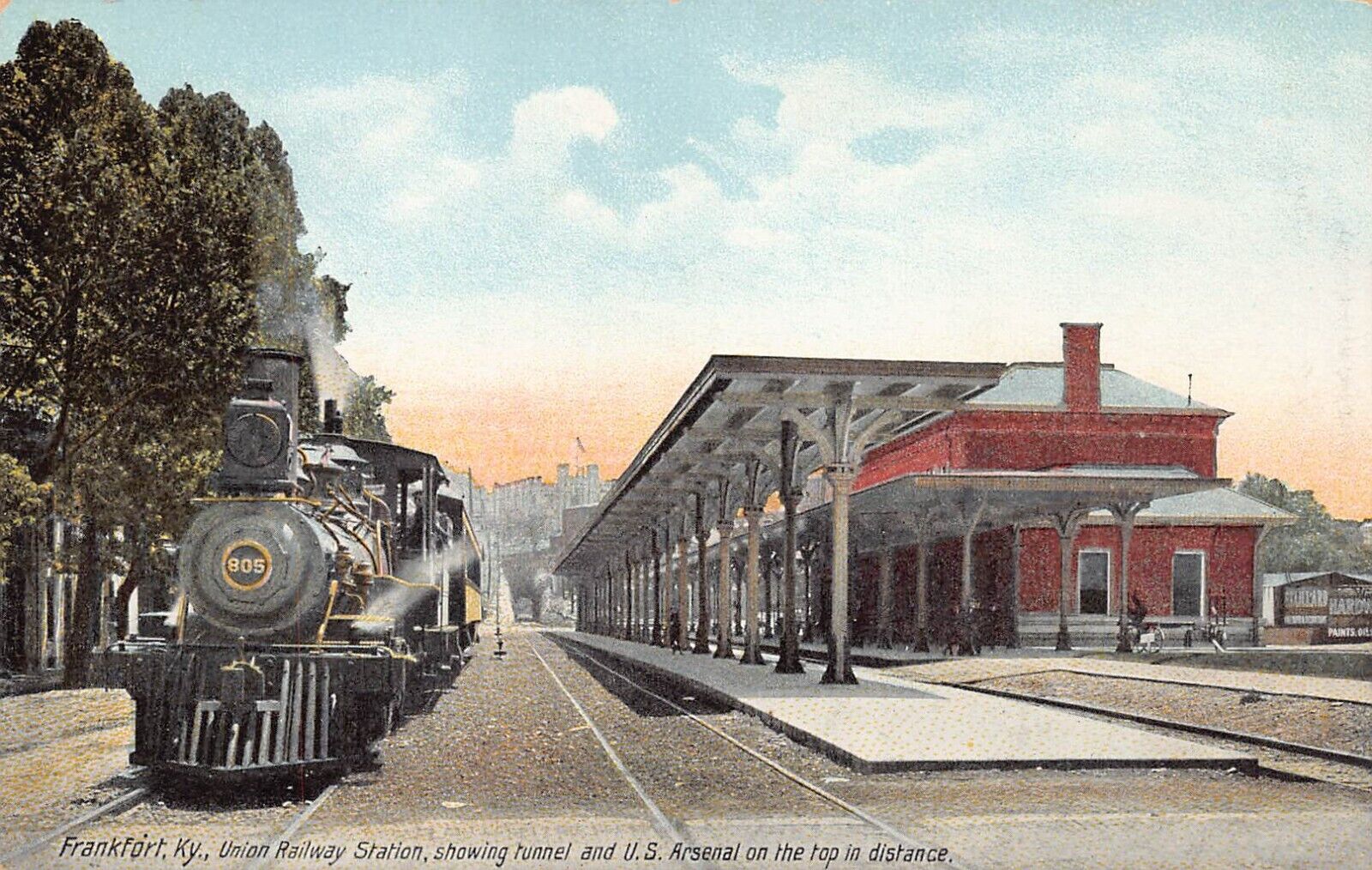 Frankfort KY Kentucky Train Railroad Station Depot Tunnel DB Vtg Postcard B52