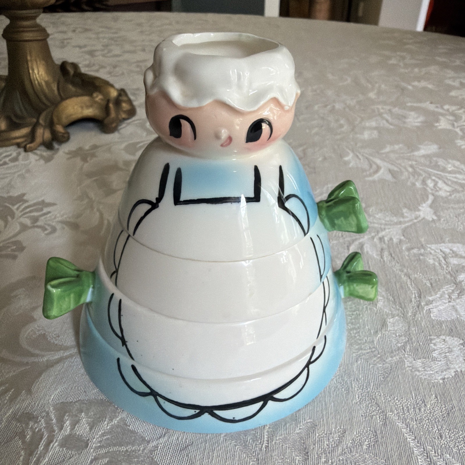 Vintage HTF  BLUE Lady Stackable Measuring Cups  Tablespoon Measuring Cups 