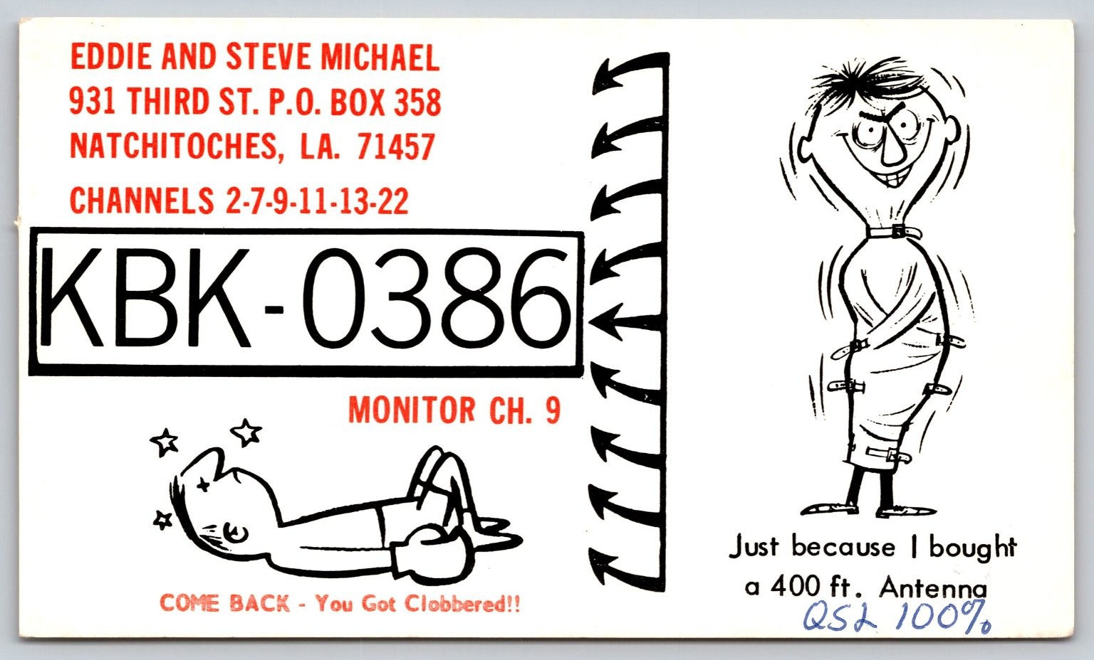 Vintage QSL Postcard CB Radio Humor Natchitoches LA KOM-6906 KBO-9972 B56