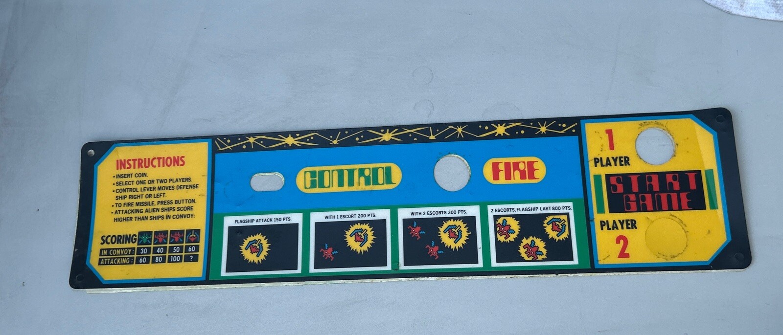 Vintage Factory Original galaxian? Control Panel Overlay Sticker Arcade  Game Fn