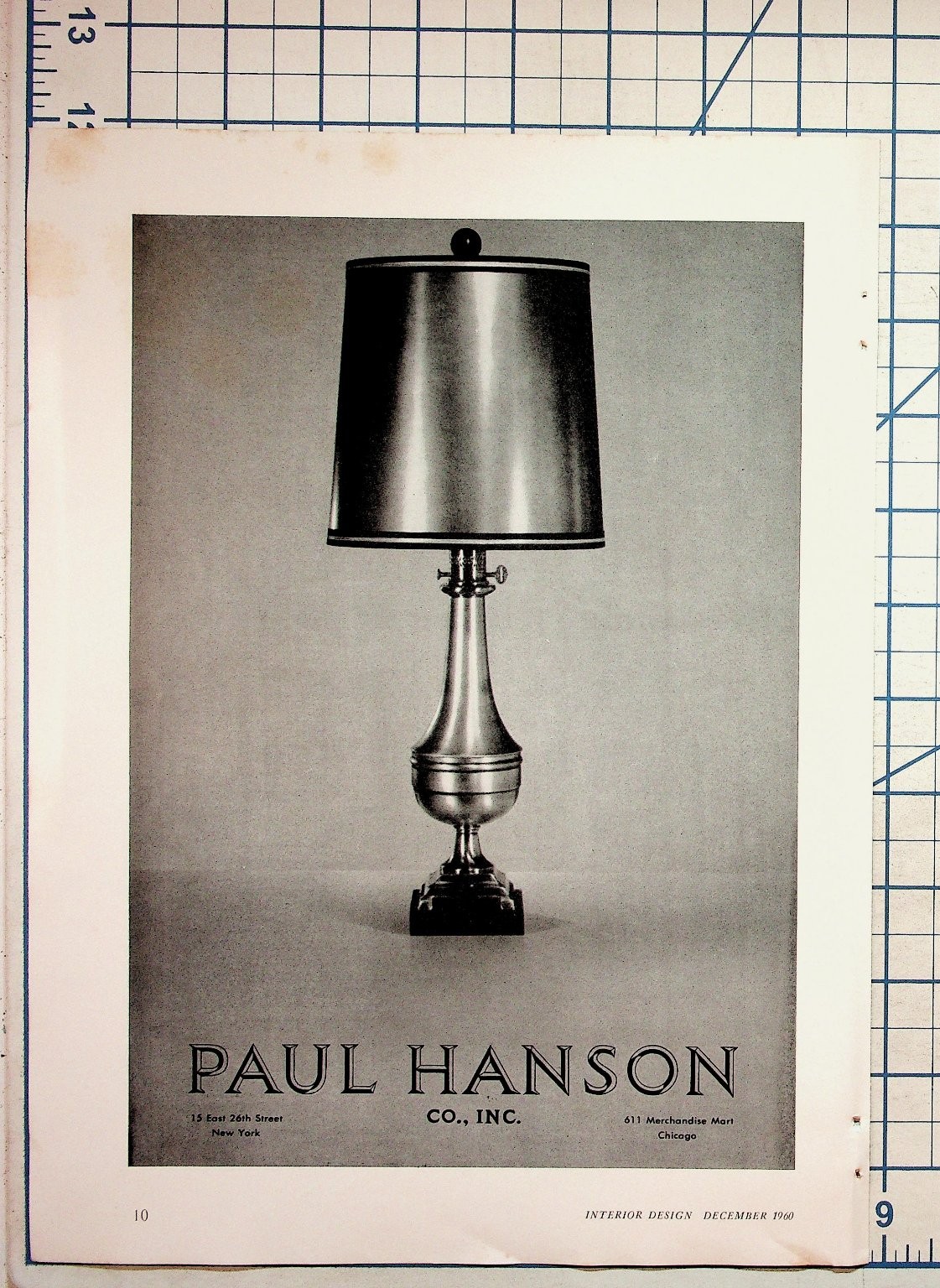 Vintage 1960 Paul Hanson Lamp Lighting Print Ad Interior Design NYC Chicago Vintage 1960 Paul Hanson Lamp Lighting Print Ad Interior Design NYC Chicago