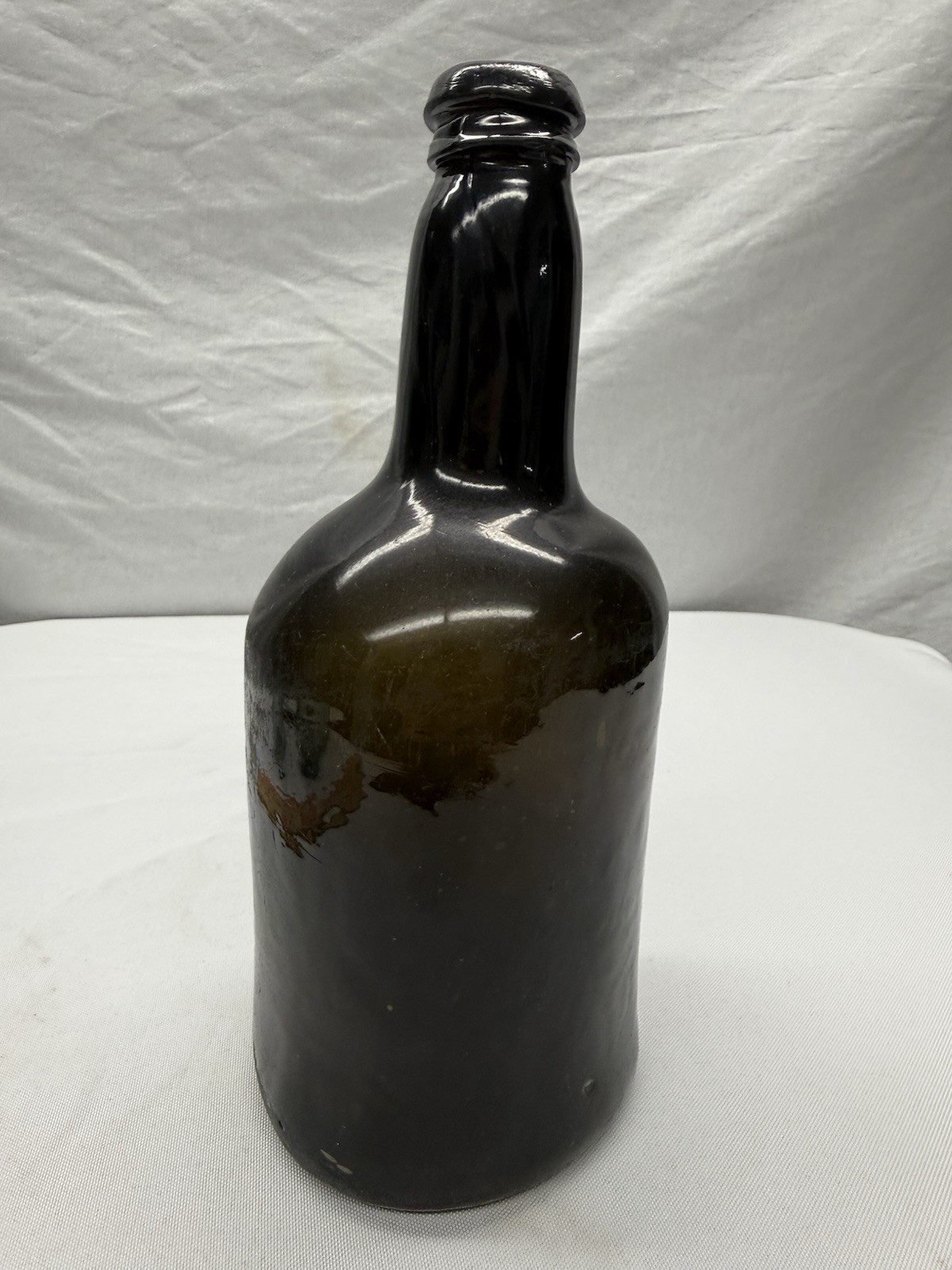 Antique 1700's Black Glass Fort Bottle - Pontil Antique 1700's Black Glass Fort Bottle - Pontil