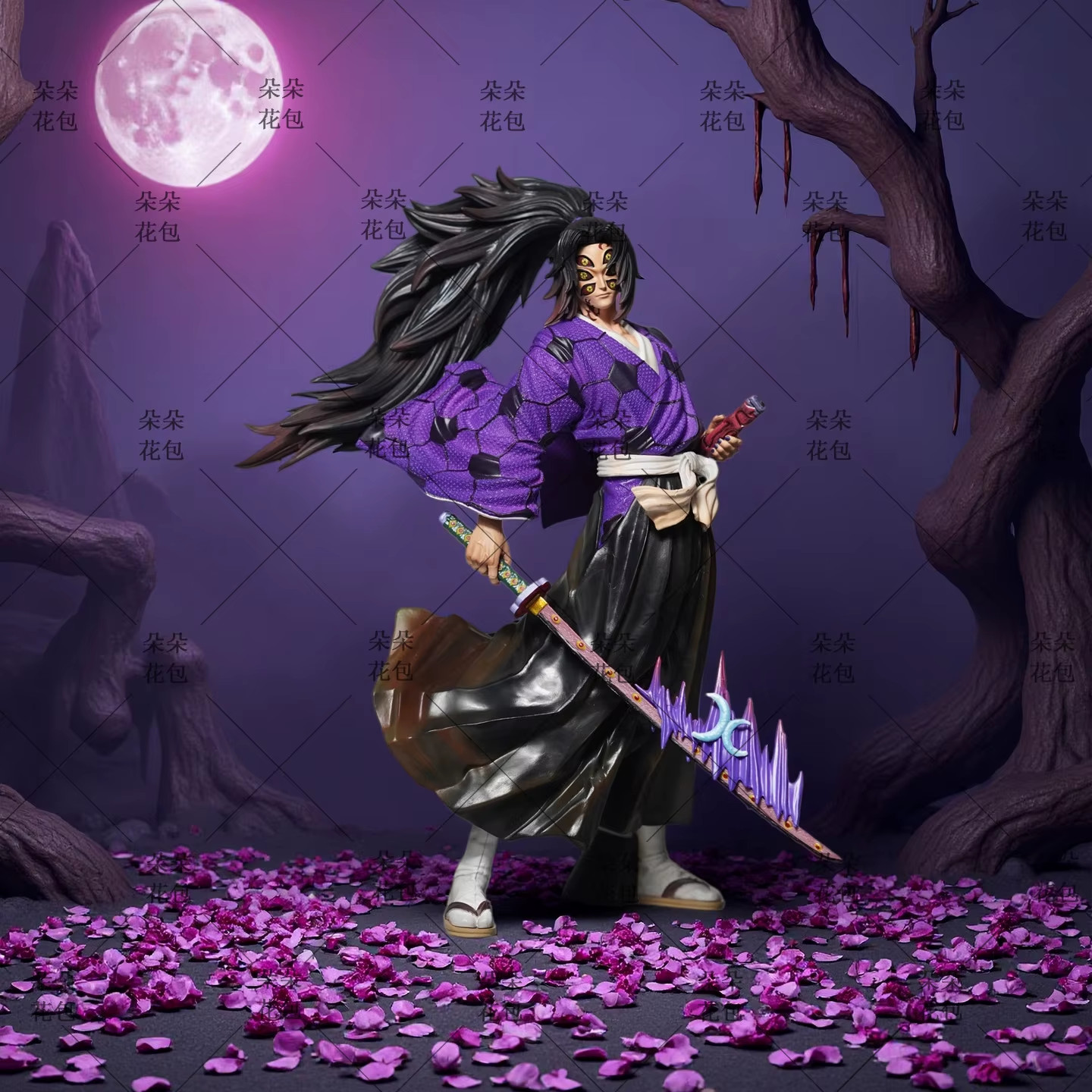 24CM Demon Slayer Kokushibo PVC Figure Kimetsu No Yaiba Anime Statue Collection
