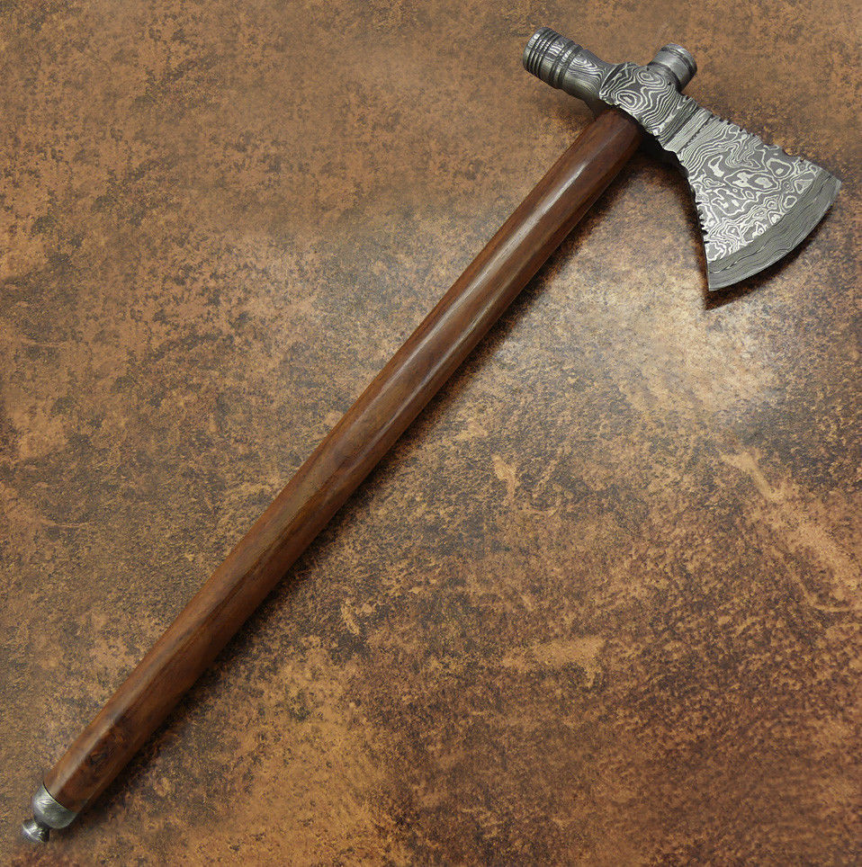 CUSTOM HANDMADE RARE PIPE TOMAHAWK AXE HATCHET DAMASCUS STEEL WITH ARC SHEATH