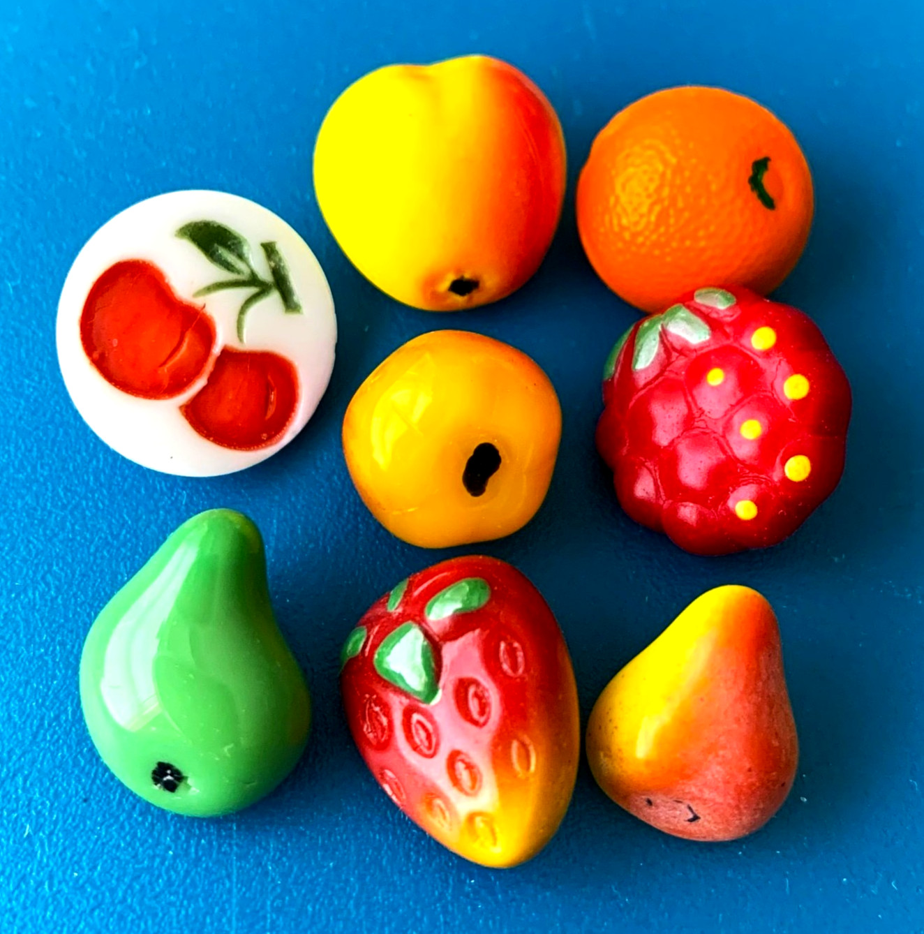 Vintage Realistic Glass Fruit Buttons Vintage Realistic Glass Fruit Buttons