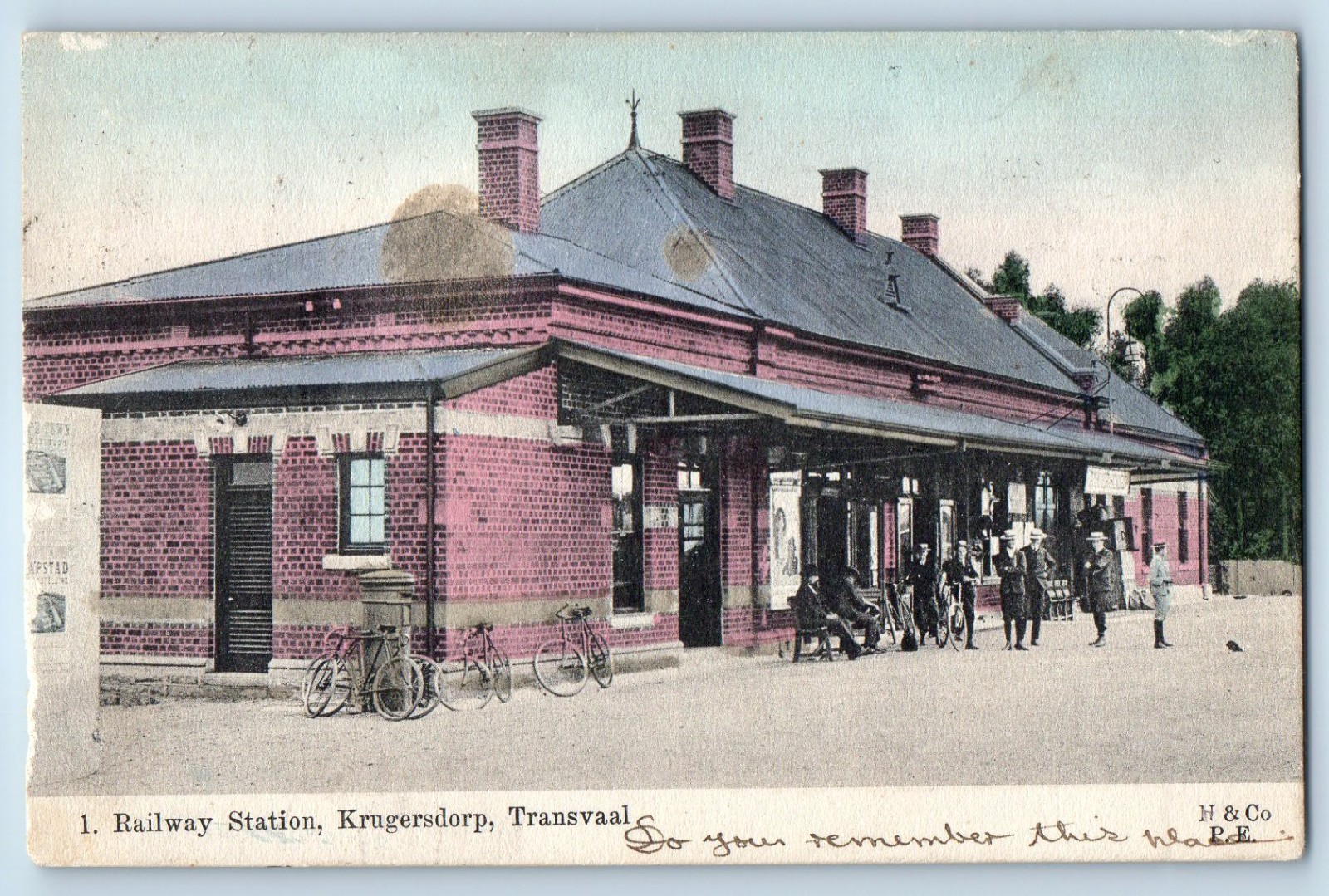 Gauteng South Africa Postcard Railway Station Krugersdorp Transvaal 1909