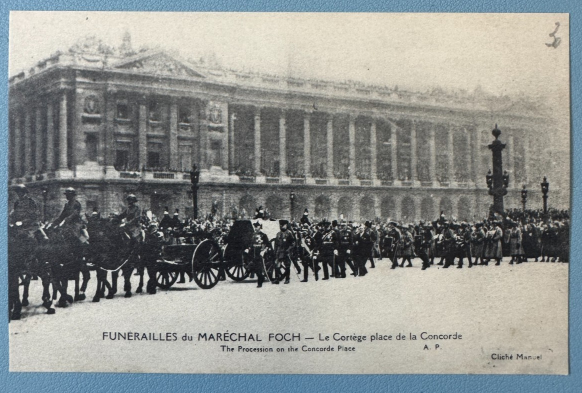 CPA Funerals Maréchal Foch Parade Place de la Concorde Paris Manual 1929