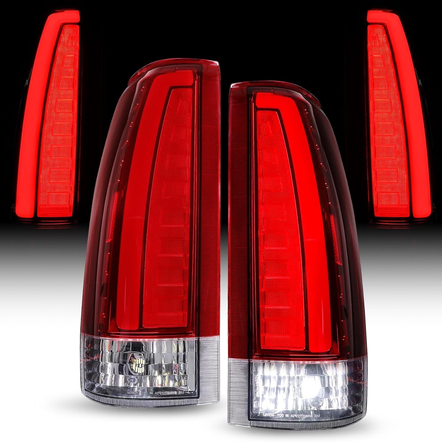 Pair RED LED Tail Lights Compatible with Chevrolet GMC C/K Silverado Sierra Pick Pair RED LED Tail Lights Compatible with Chevrolet GMC C/K Silverado Sierra Pick