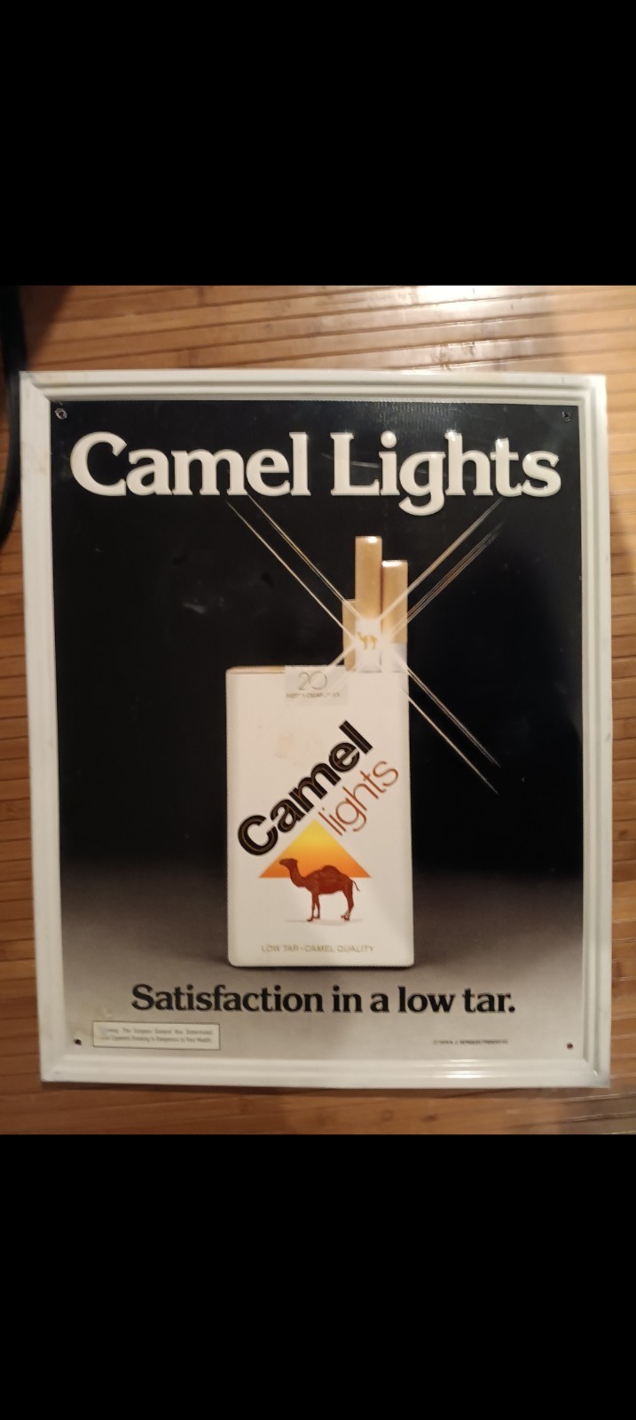 vintage Camel Lights metal advertising sign from 1978 vintage Camel Lights metal advertising sign from 1978