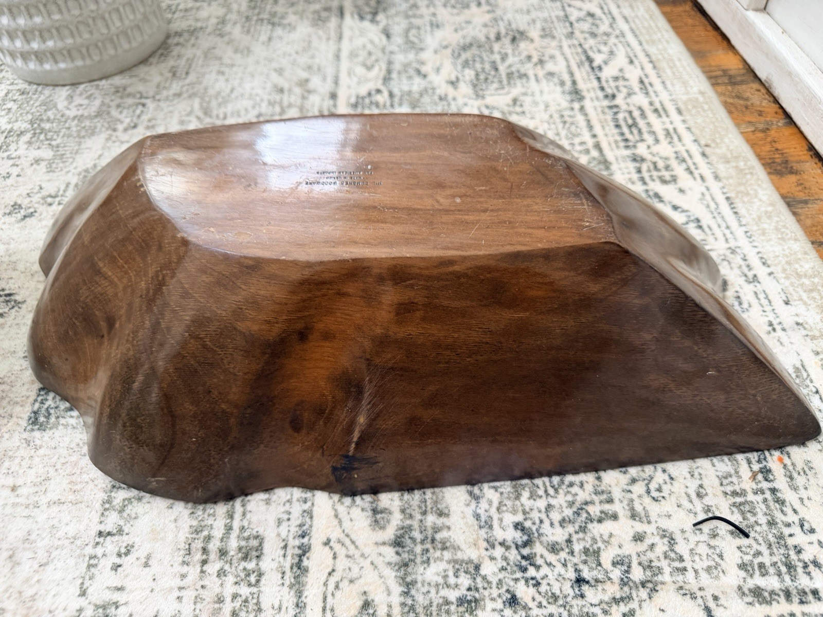 Mil Cumbres Woodware Hand-Carved Wood Shell Bowl, Mexico, 18 in MCM Mil Cumbres Woodware Hand-Carved Wood Shell Bowl, Mexico, 18 in MCM