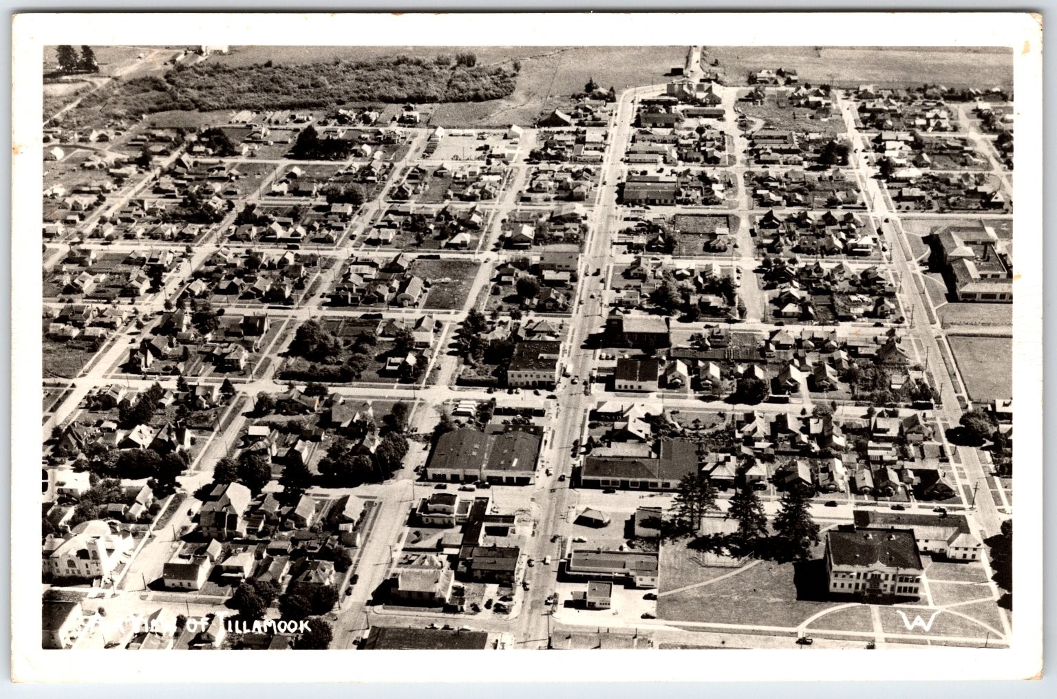 Tillamook Oregon Aerial View Rppc Vintage Postcard 1963