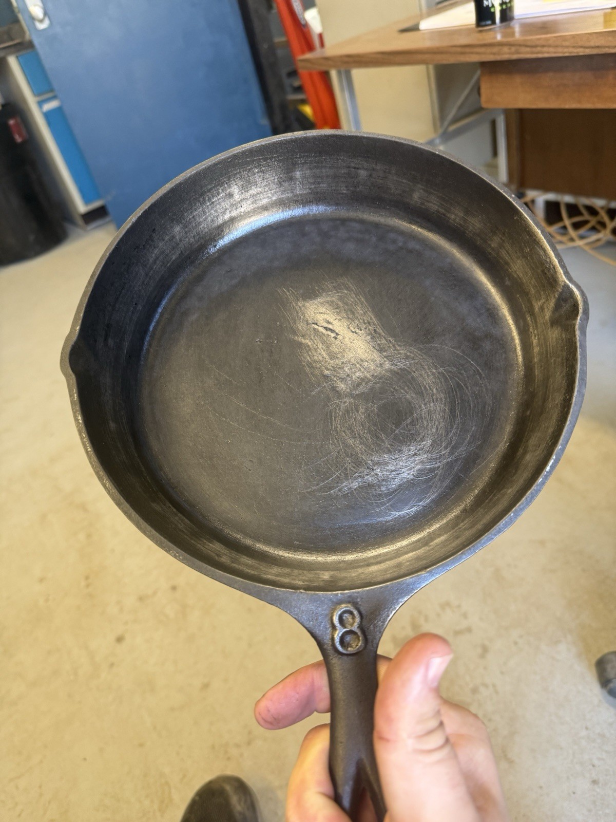 Vintage Cast Iron SMS Skillet with Dual Pour Spouts, Gate Marked