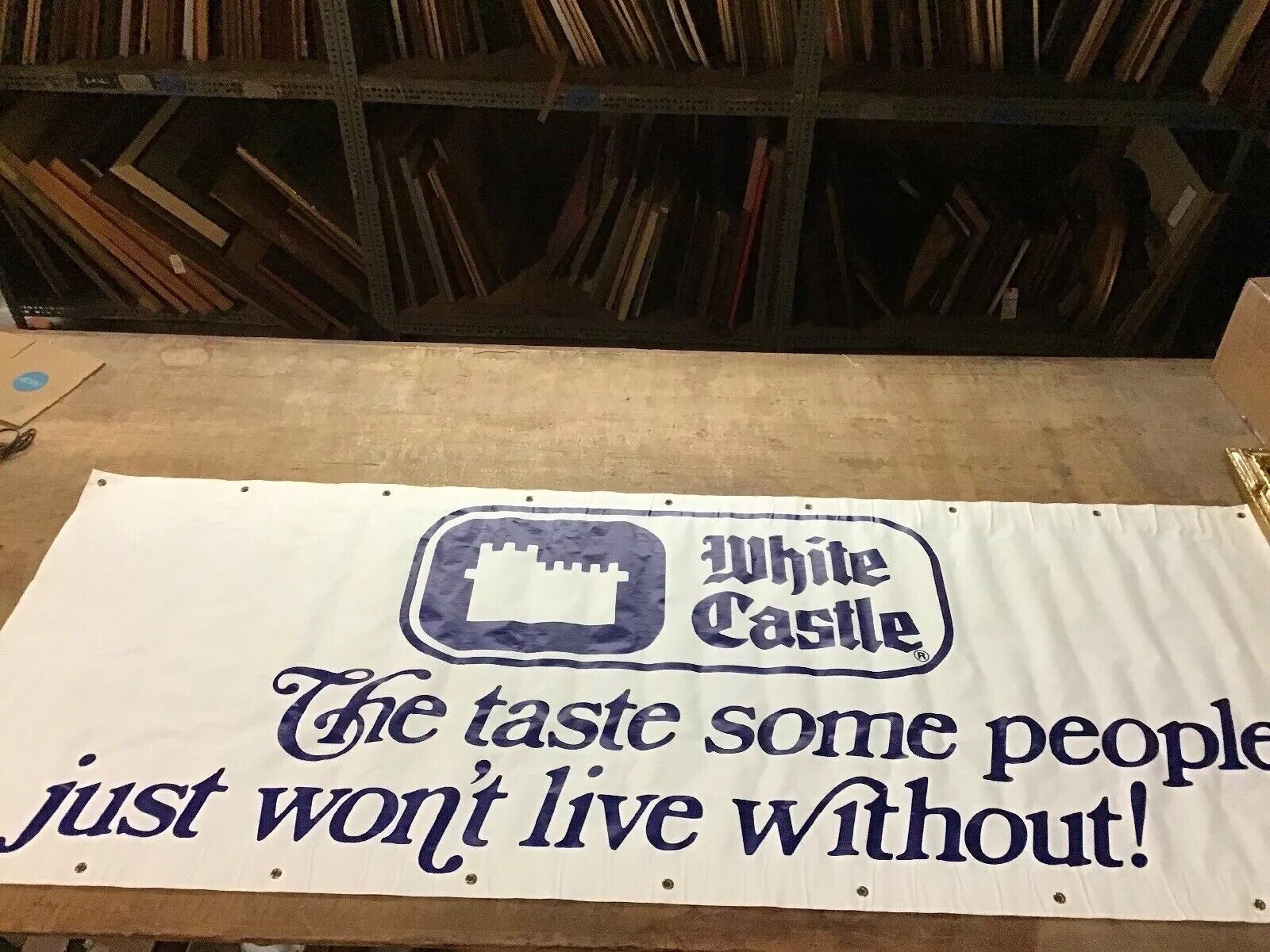 Large Vint White Castle Restaurant 36”x94” Advertising Banner Canvass The Taste