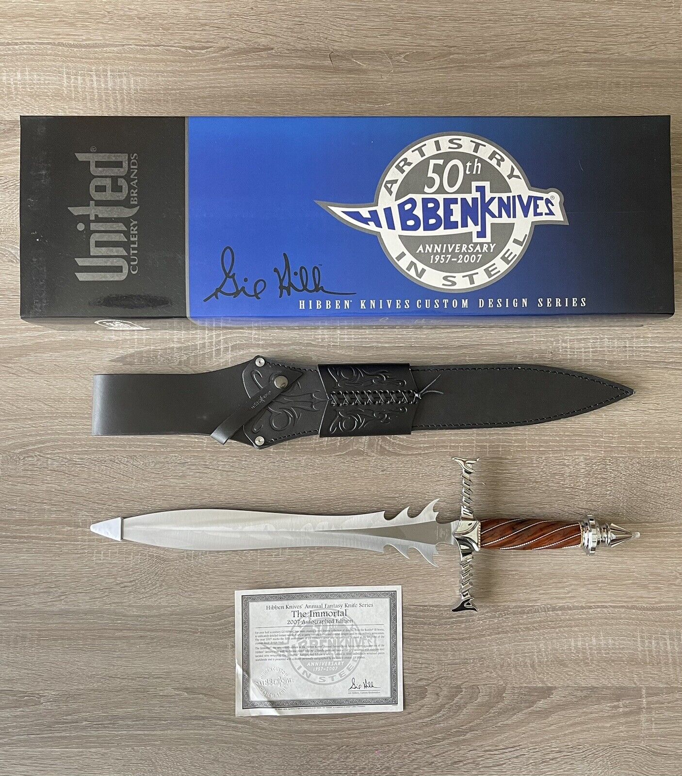 Gil Hibben GH2040-A Knife With Autographed Black Sheath Blade 16” #1917/3000