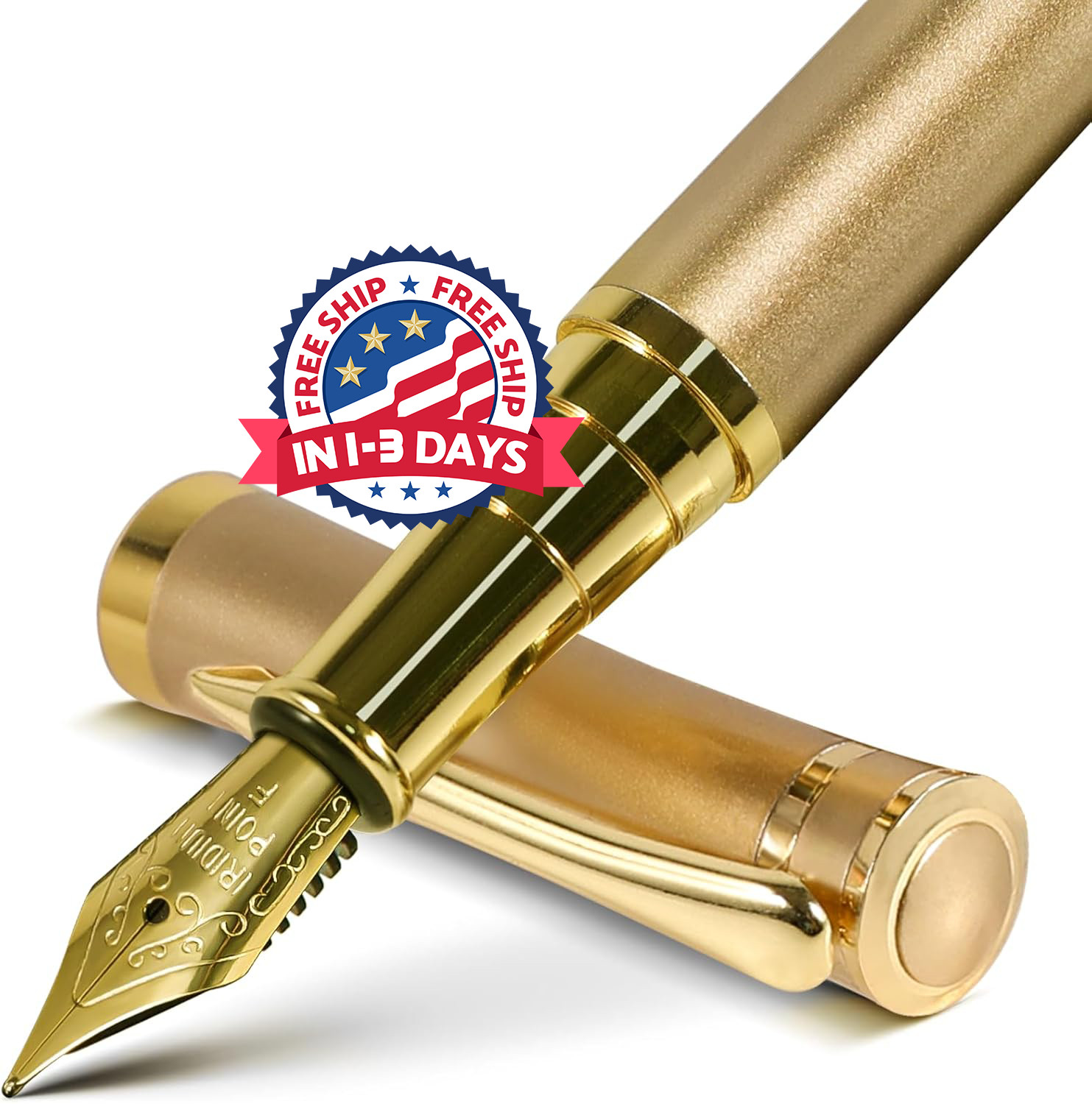 Pluma estilográfica con plumín fino Acabado dorado de lujo, flujo de tinta suave