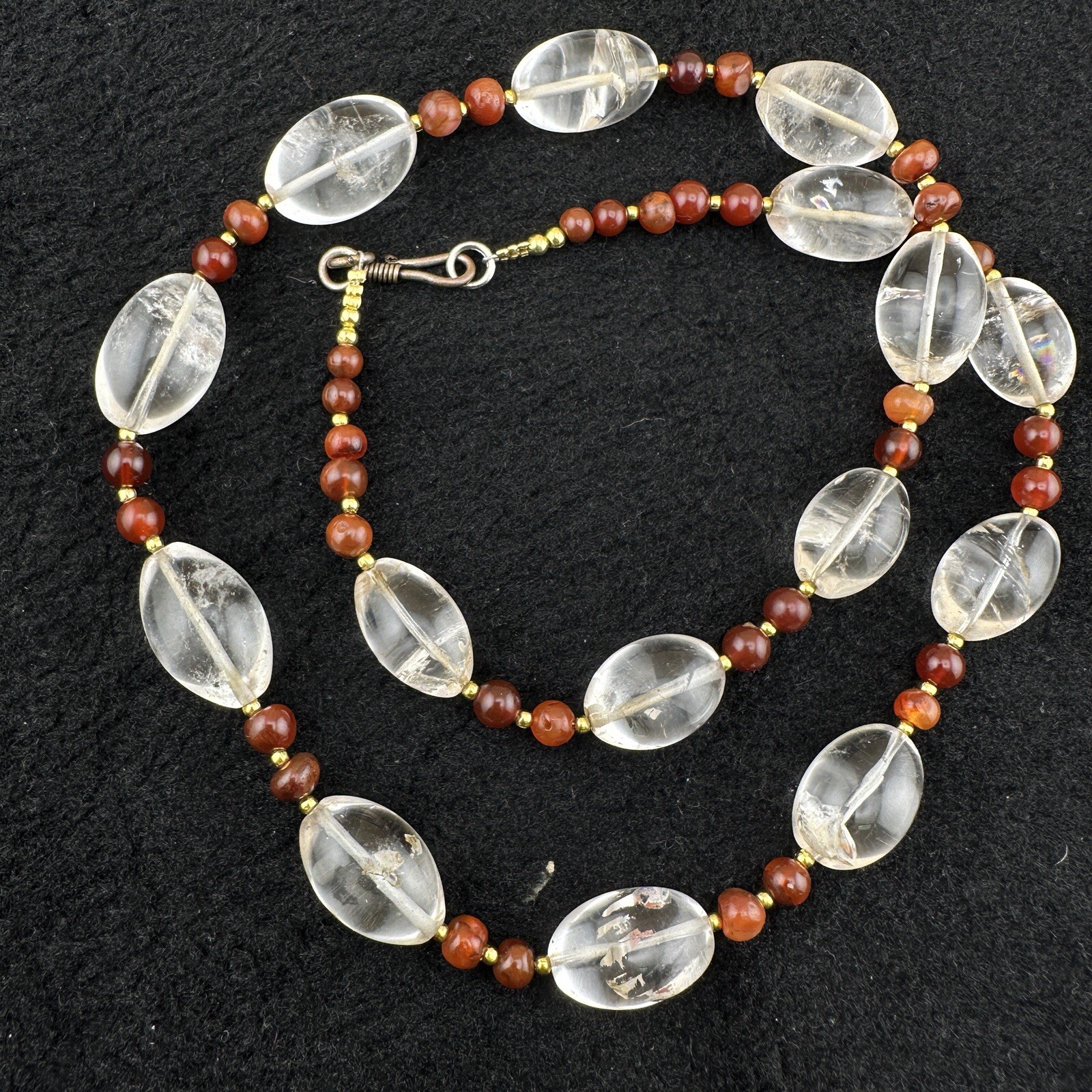 Himalayan Indo Tibetan Crystal Quartz And Carnelian Amulet Necklace