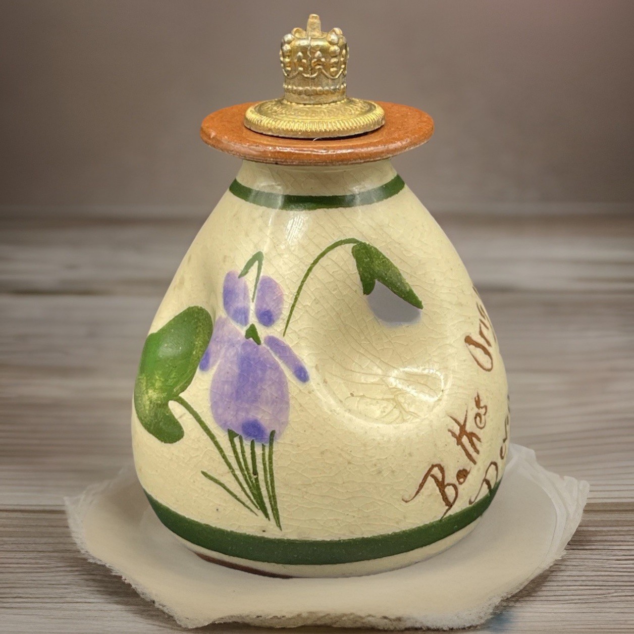 Vintage Torquay Pottery Bathes Original Devon Violets Perfume Bottle England GUC