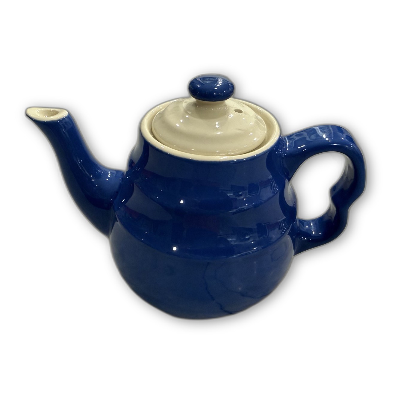 Vintage MCM Cobalt Blue Oxford Stoneware Teapot w/Lid - pristine condition