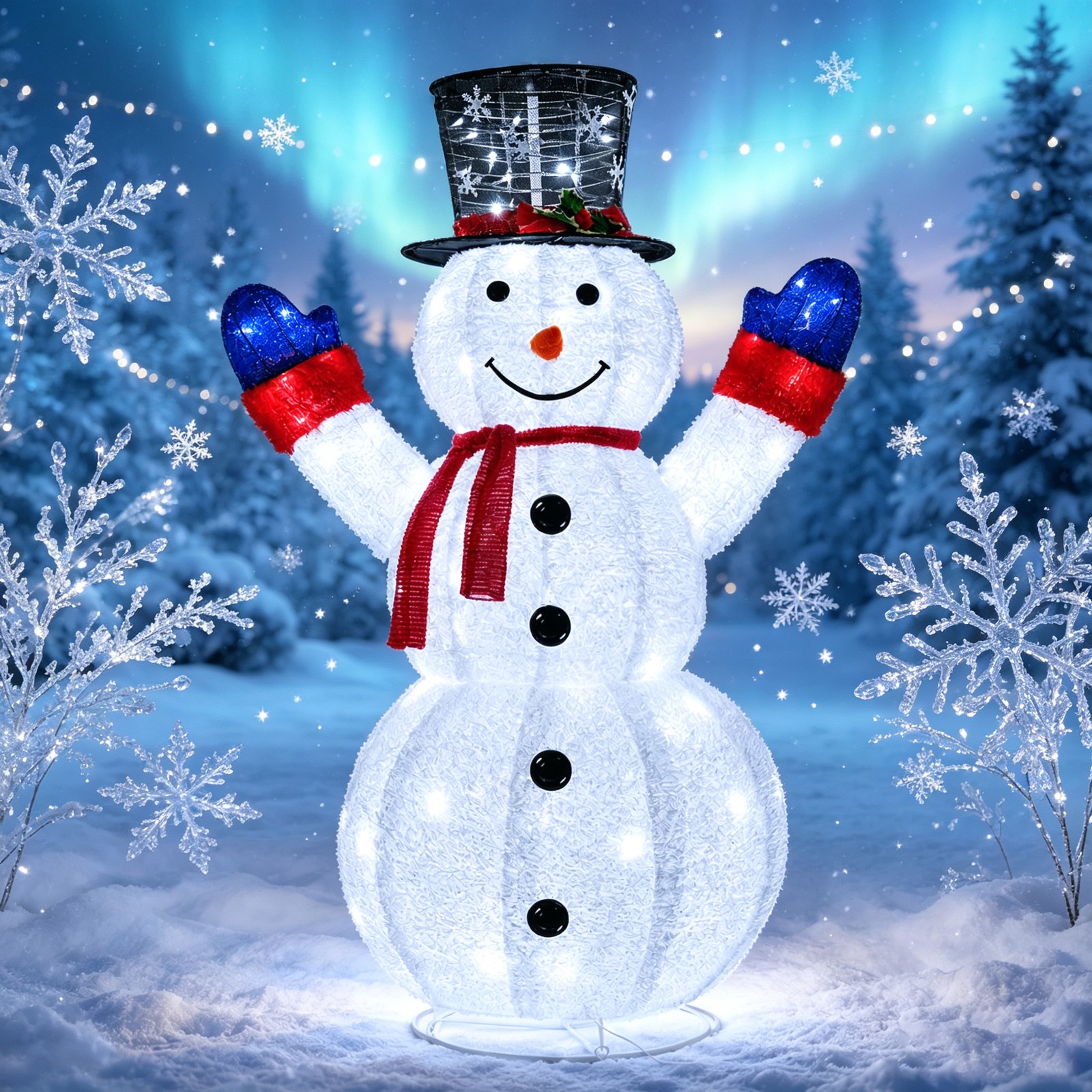Outdoor Pop-Up Lighted Snowman W/120 LED Outdoor Christmas Collapsible Snowmen