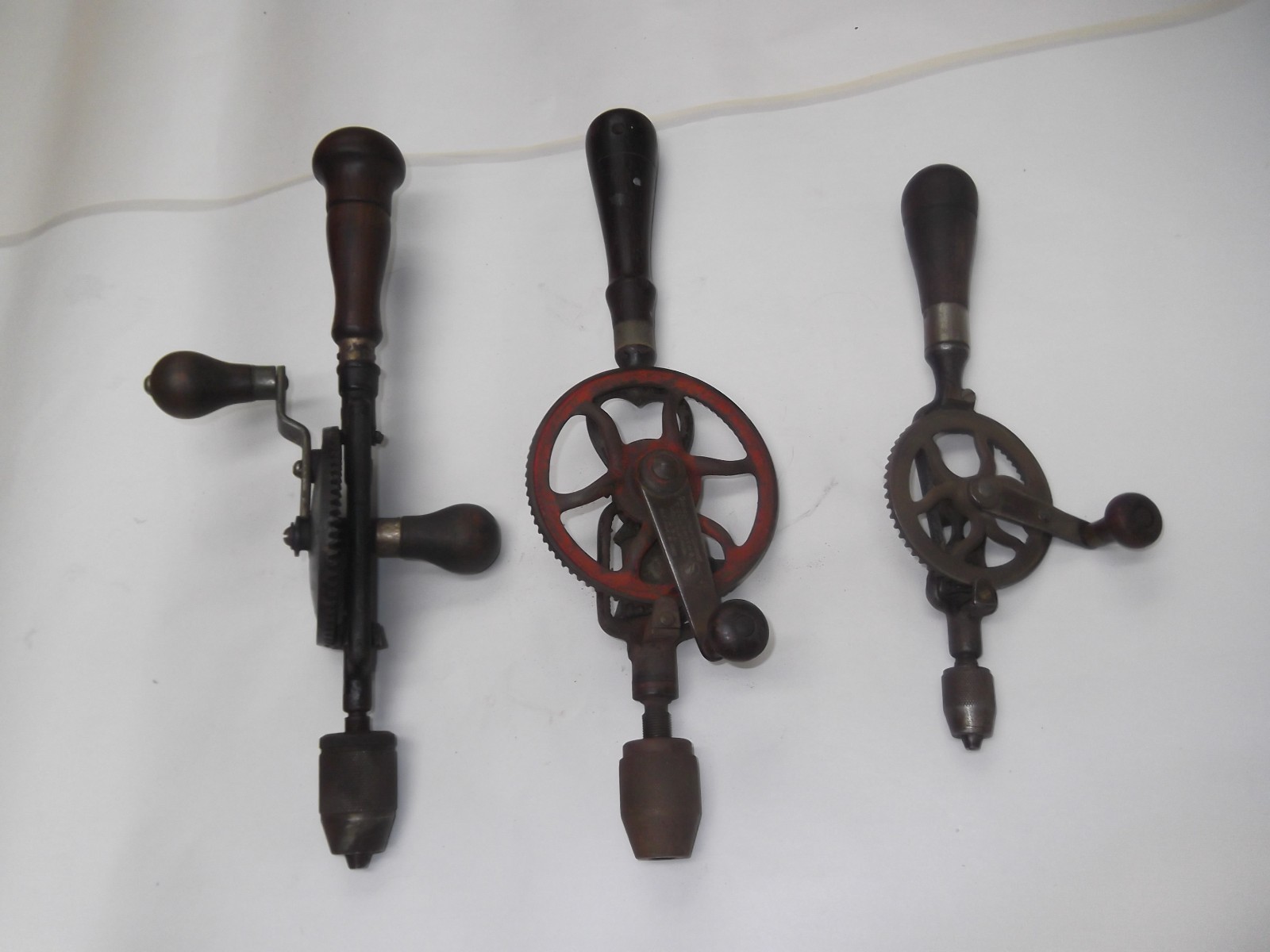 Lot 3 Vintage Drill Egg Beater Hand Drill Hand Crank Drill Craftsman Stanley Etc