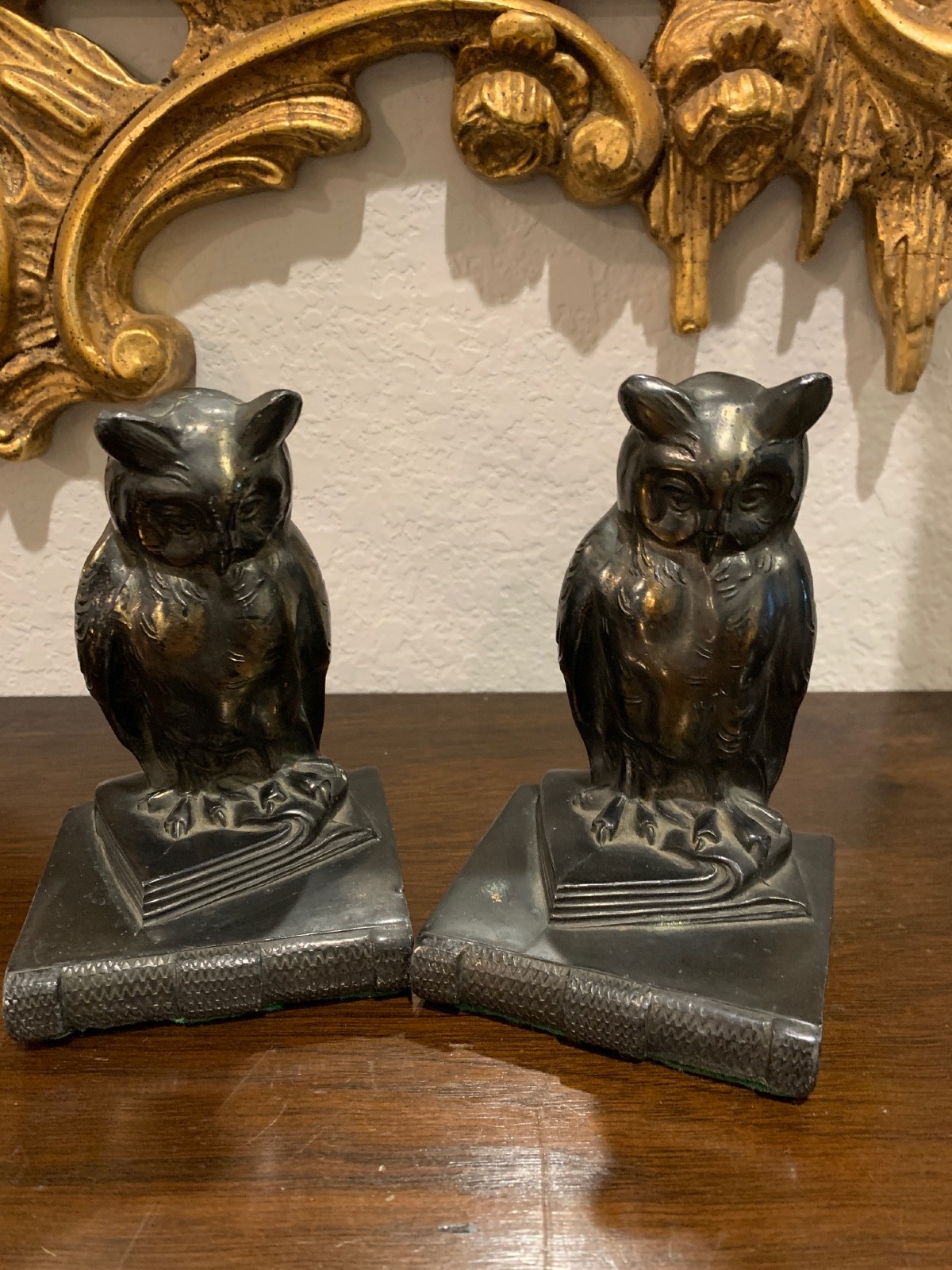 Vintage Bronze Owl Bookends