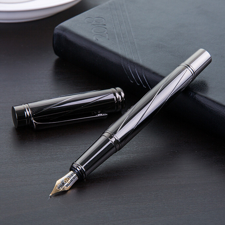 New Simple Metal Business Fountain Pen Writing Stationery Gifts Fine Nib 0.5mm