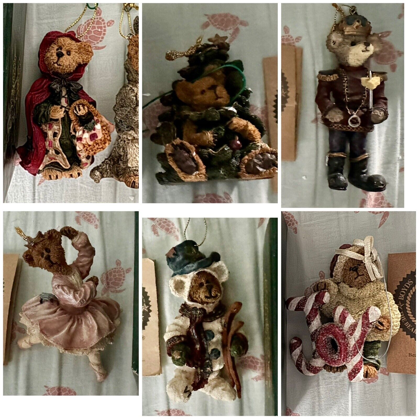 6 Boyd’s Bears christmas ornaments Lot