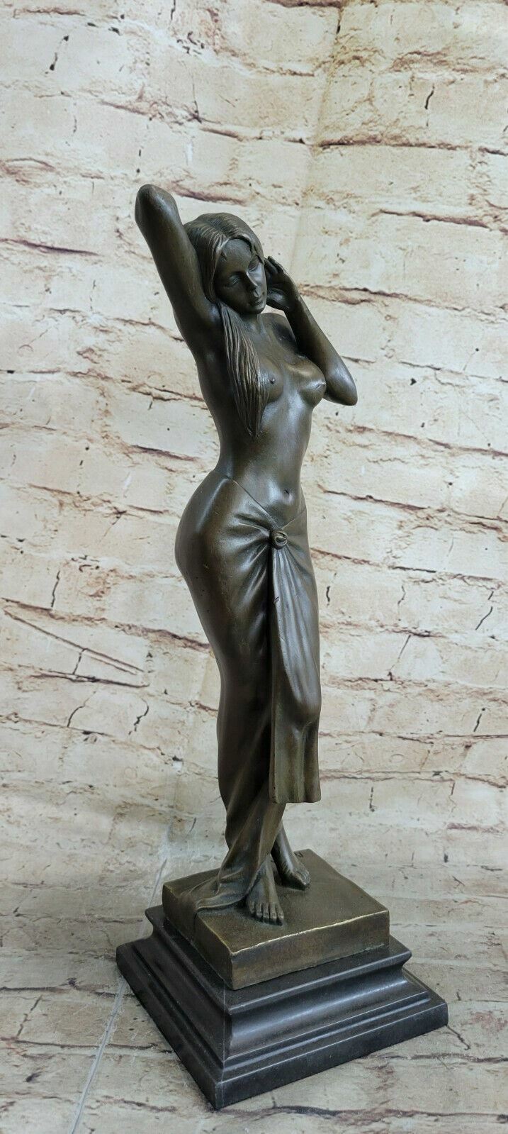 SUPER DEAL Rare Aldo Vitaleh Nude Female Covering Her Body Bronze Sculpture Sale