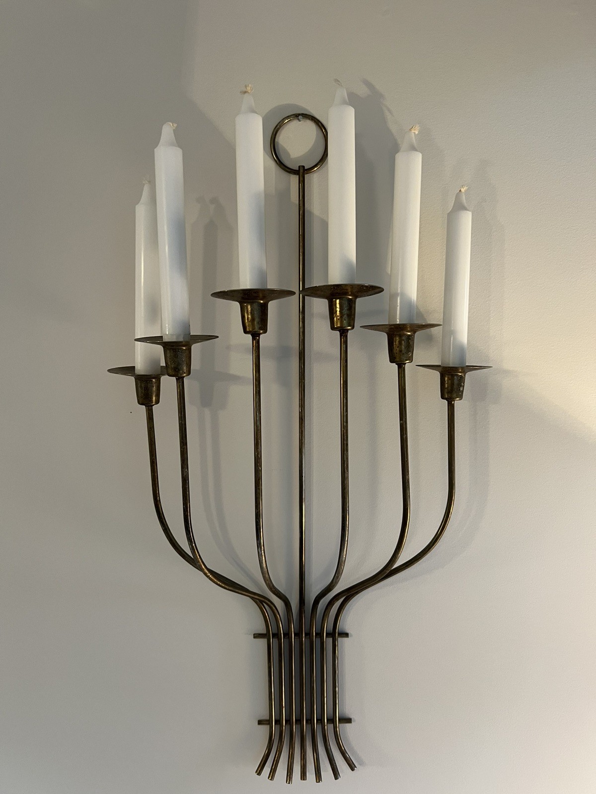 Tommi Parzinger Style Brass Candle Holder MCM Hollywood Regency.