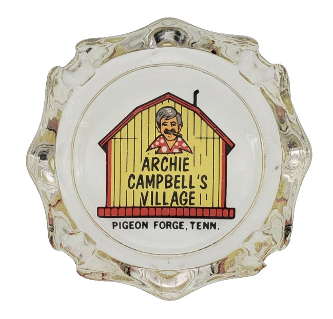 Vintage Glass Ashtray / Archie Campbell\'s Village /Pigeon Forge Tennessee TN