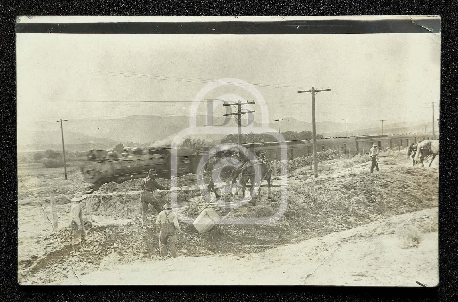 Spectacular RPPC Road Builders w/ Train. Baker City, Oregon. C 1908 Baker Co.