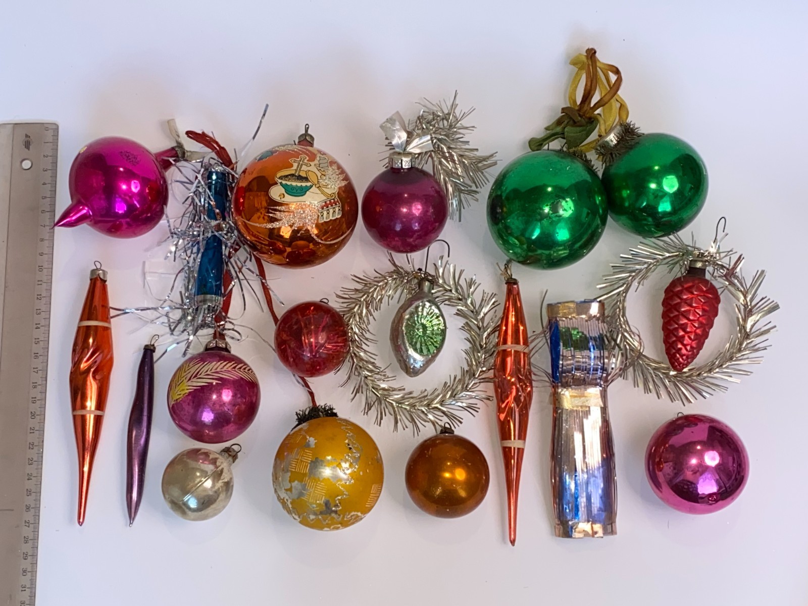 Soviet Glass Christmas Ornaments Lot 18pcs USSR Vintage Star Xmas Tree