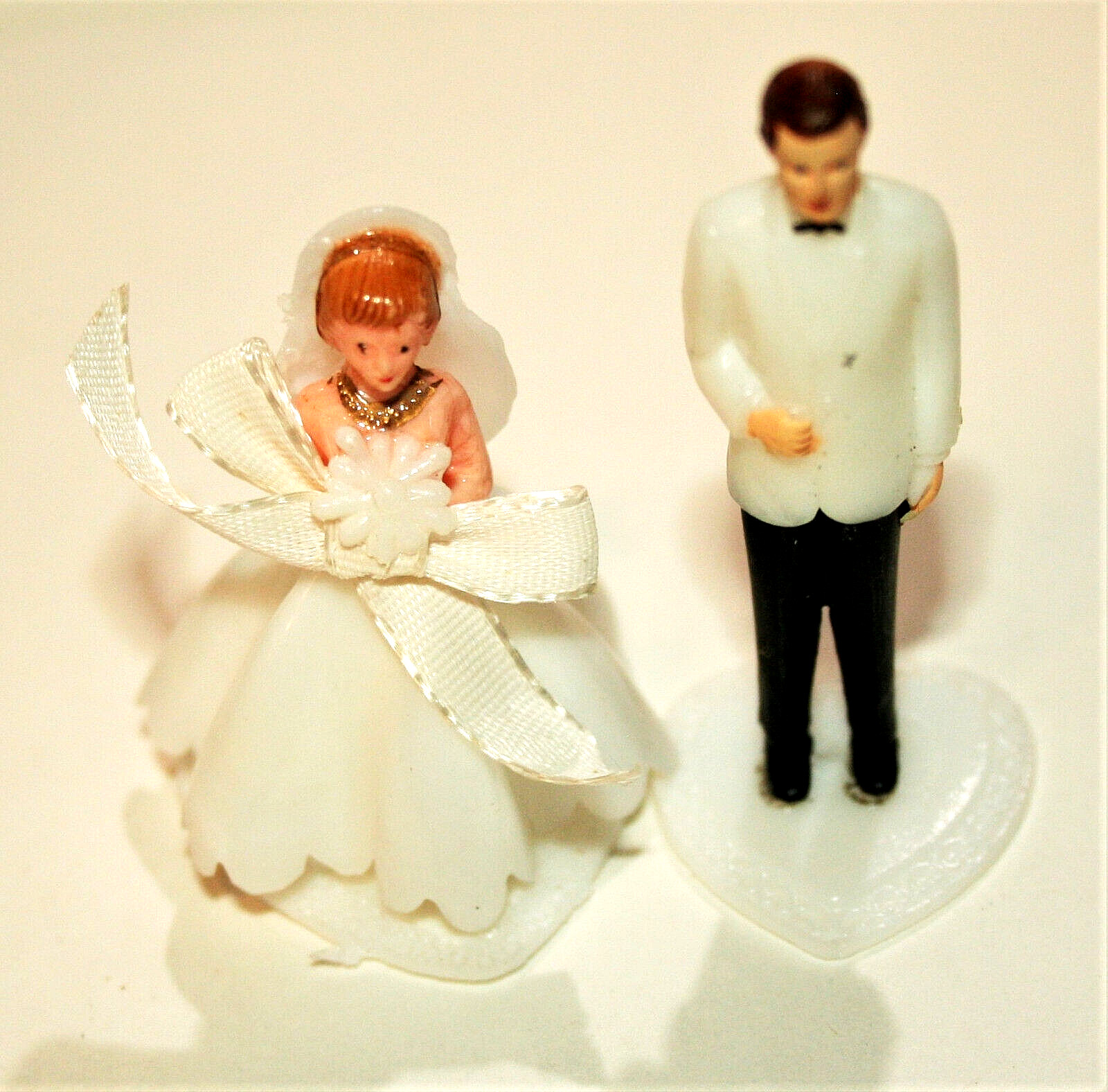 Vtg Plastic & Ribbon Bride & Groom Wedding 2