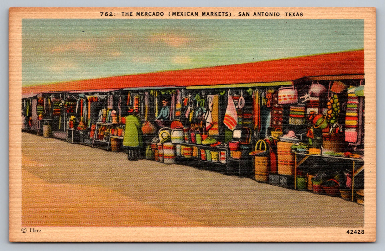 Postcard the Mercado Mexican Markets San Antonio Texas