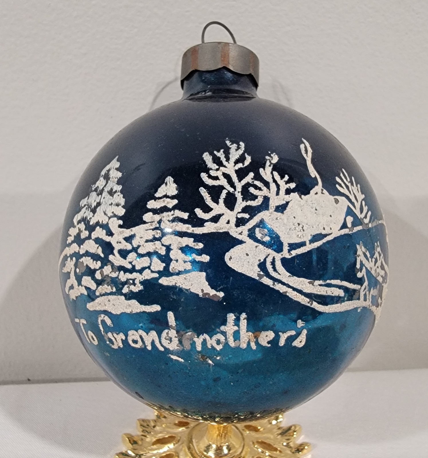 Hard To Find To Grandmother\'s House We Go Vintage Glass Ornament