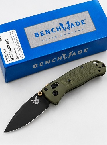 Benchmade 533 Mini Bugout DARKGREEN/BLACK AXIS Lock Drop Point Plain Manual