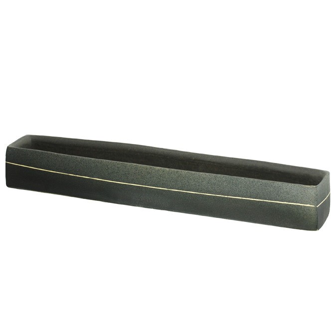 Japanese Narrow Ikebana Oblong Trench Flower Vase Ceramic 17.25\ Japanese Narrow Ikebana Oblong Trench Flower Vase Ceramic 17.25\
