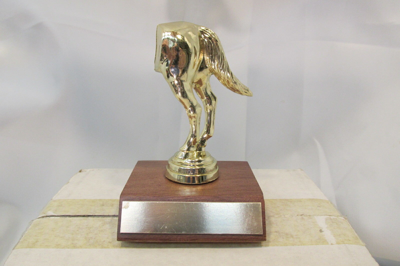 HALF-HORSE (the back half) GIFT GAG Special Award Trophy Real Wood Base FastShip