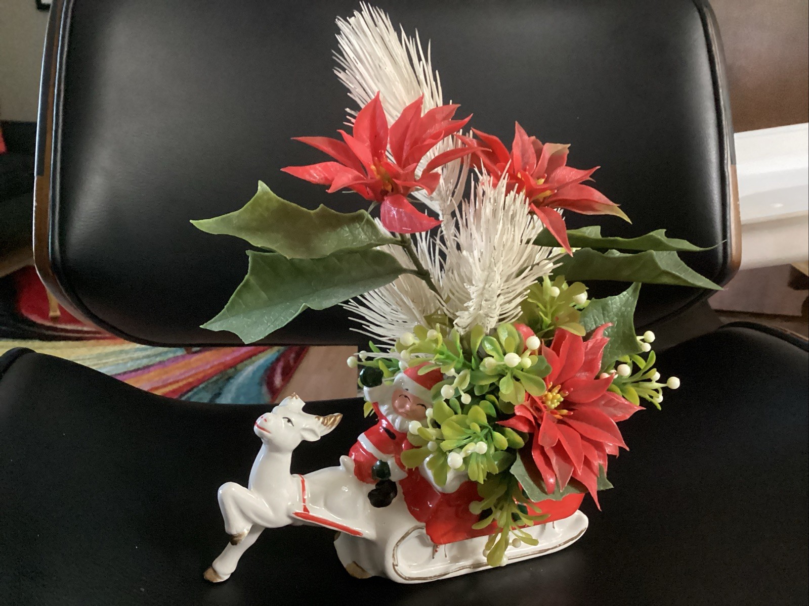 Vintage Retro MCM BRIMMS Christmas Santa Reindeer Sleigh 8”planter Japan kitschy Vintage Retro MCM BRIMMS Christmas Santa Reindeer Sleigh 8”planter Japan kitschy