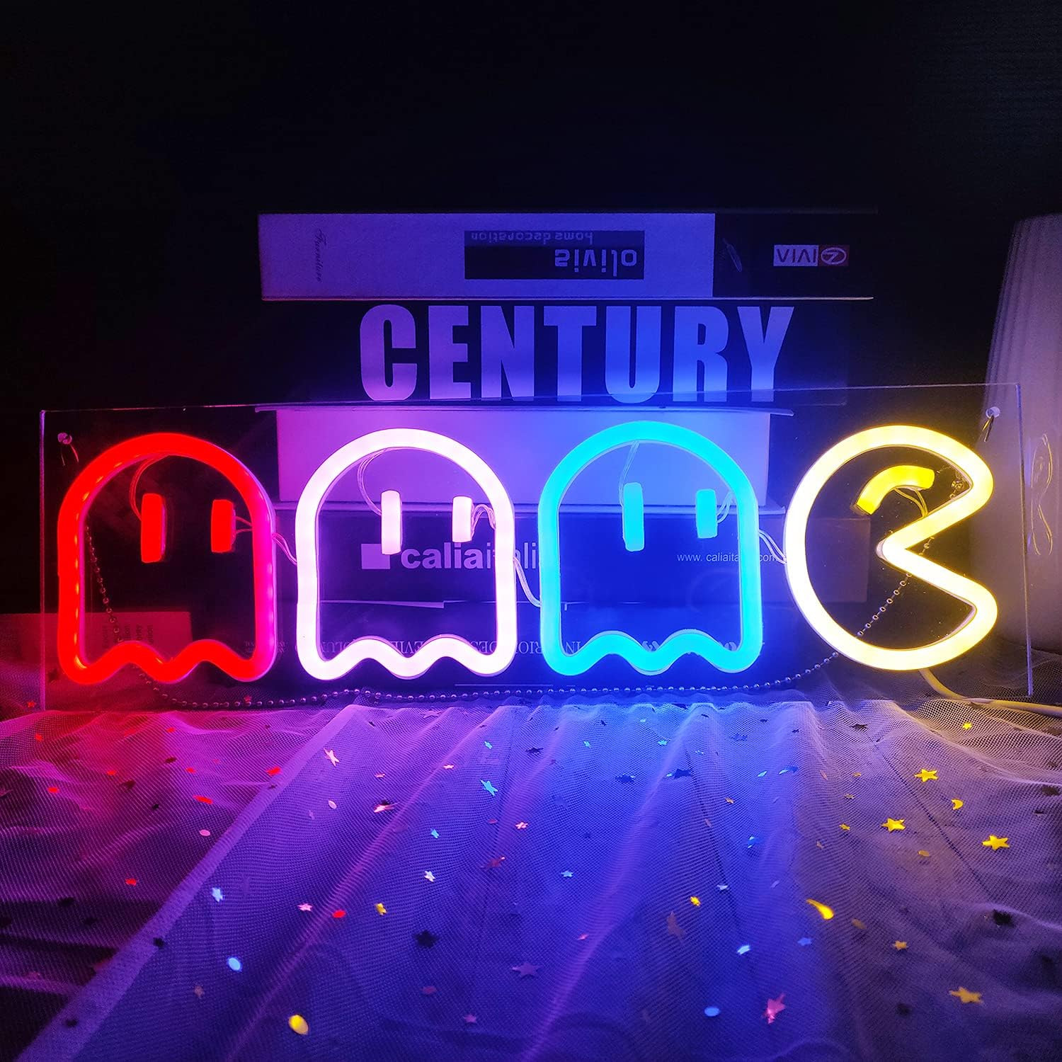 Game Neon Signs Ghost Neon Lights Led Sign Retro Decor Arcade for Game Room Deco