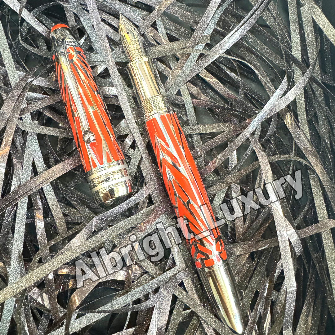 HOT (MB) Meisterstück 146 Special Edition Fountain Pen Red Silver w/ Box HOT (MB) Meisterstück 146 Special Edition Fountain Pen Red Silver w/ Box