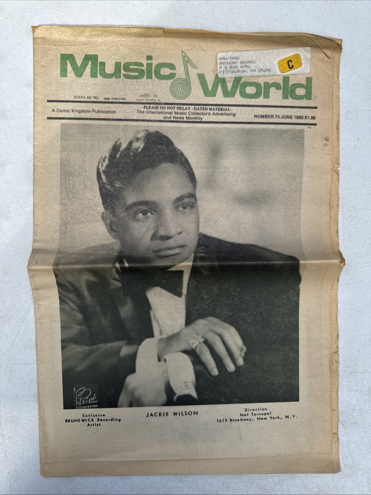 June 1980 Music World Newspaper Jackie Wilson Autographed? See Photos (BM43)
