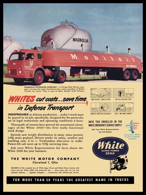 1951 White Trucks Mobil Oil Gas Tanker Truck NEW Metal Sign: 12x16\