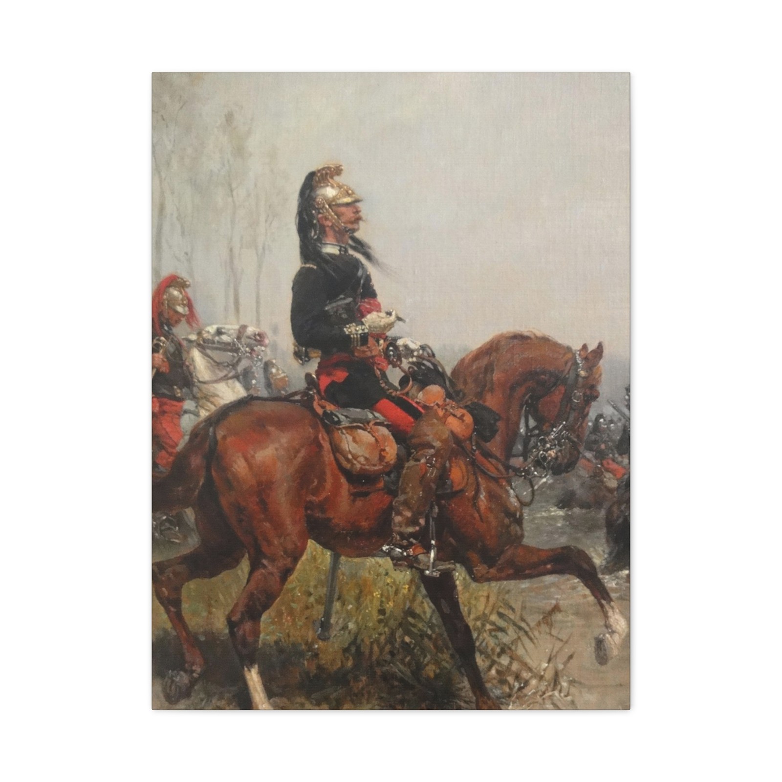Alphonse-Marie-Adolphe de Neuville (1835-1885) Dragoons - Canvas Wall Art