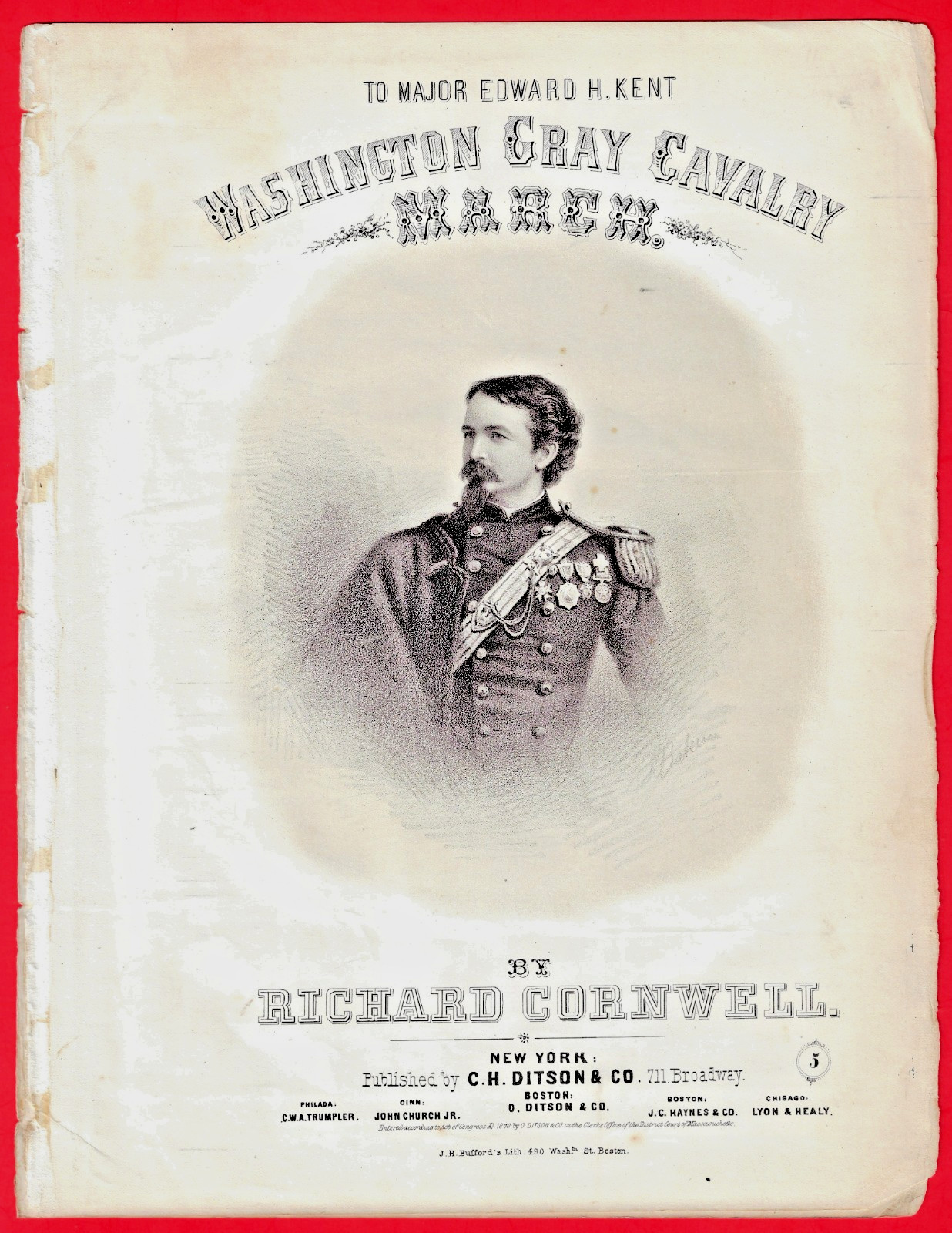 1870 Military Sheet Music Washington Gray Cavalry March by Cornwell Baker Art