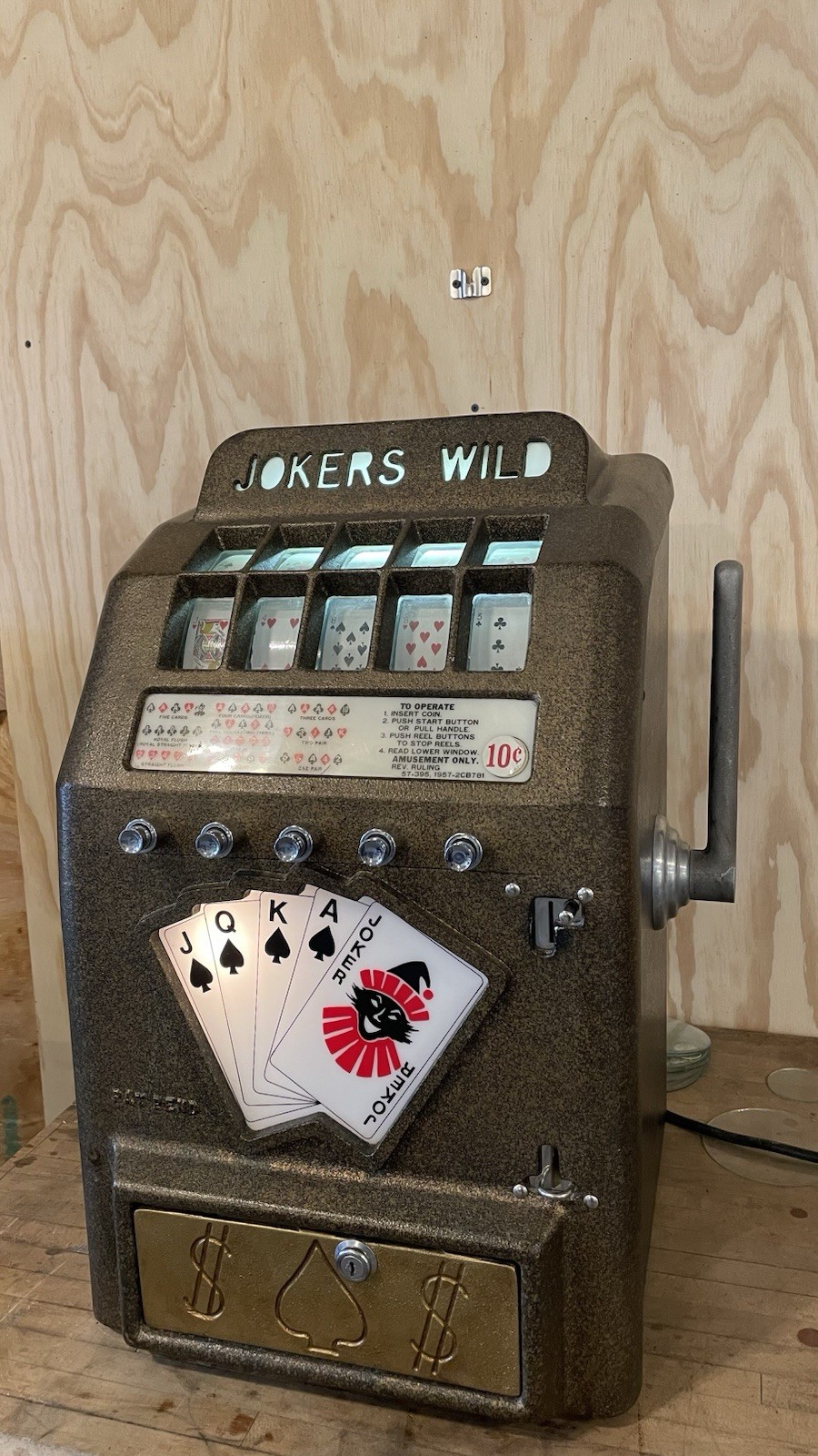 Rare Vintage 1950's ? Daval Co. Jokers Wild 10¢ Trade Stimulator Slot Machine
