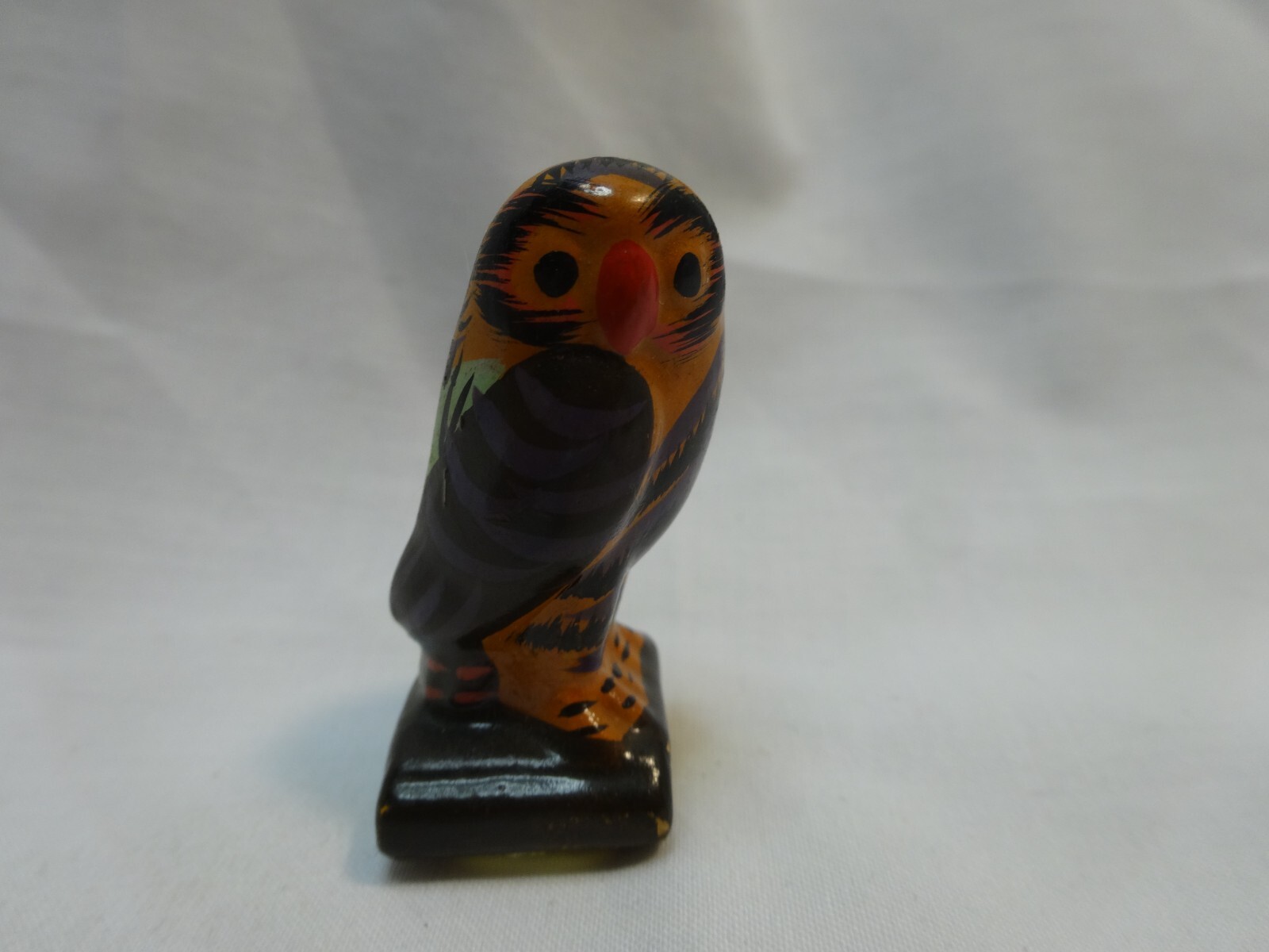 Vintage 1988 ENESCO Miniature Owl Figurine Hand Painted Pottery 1 7/8\